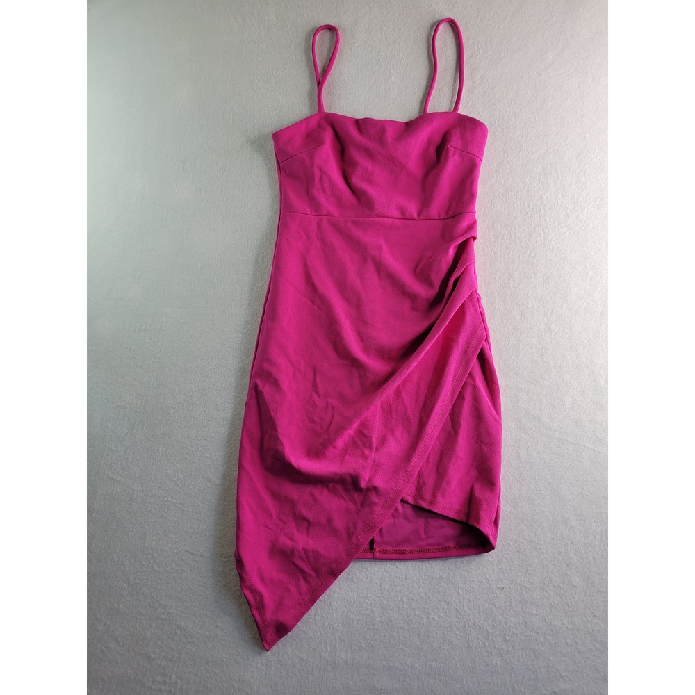 Blue Blush Girls Magenta Pink Ruched Asymmetrical Tulip Hem Bodycon Dress Size S
